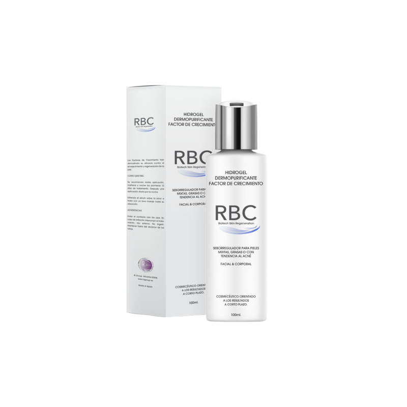 Hidrogel Dermopurificante RBC para piel grasa con factores de crecimiento IL-10 y HGH