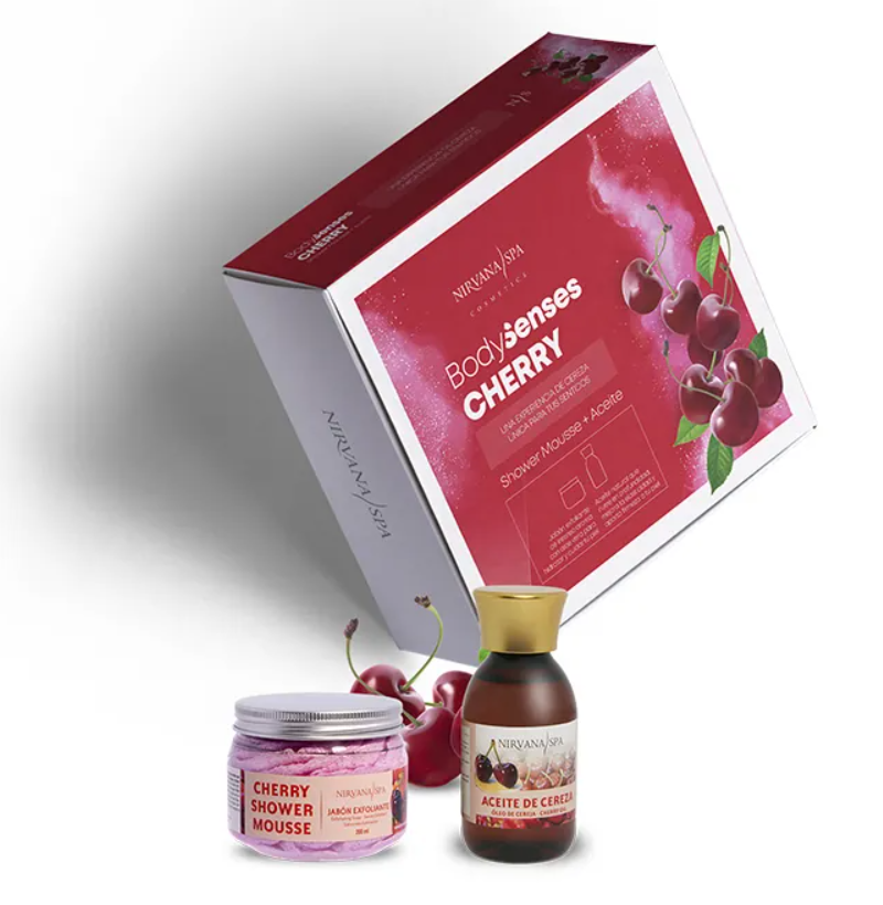 Pack BodySenses Cherry Nirvana Spa con mousse de ducha y aceite de masaje