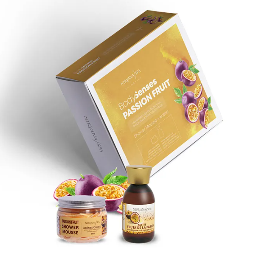 Pack BodySenses Passion Fruit Nirvana Spa – mousse de ducha y aceite de masaje