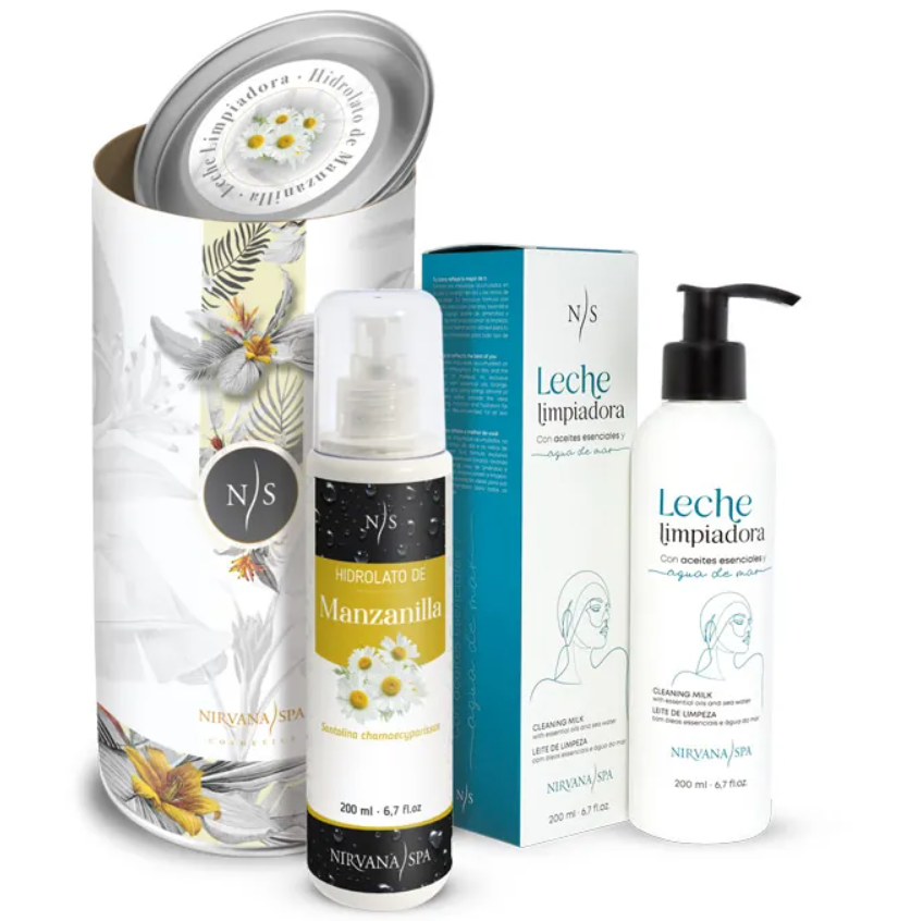 Estuche Roll Deluxe de Manzanilla Nirvana Spa con leche limpiadora y tónico