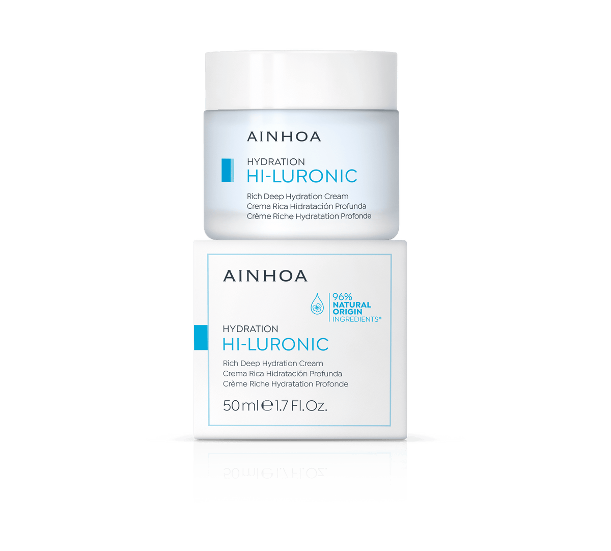 Crema hidratante profunda Hi-Luronic Ainhoa con ácido hialurónico para piel seca o deshidratada