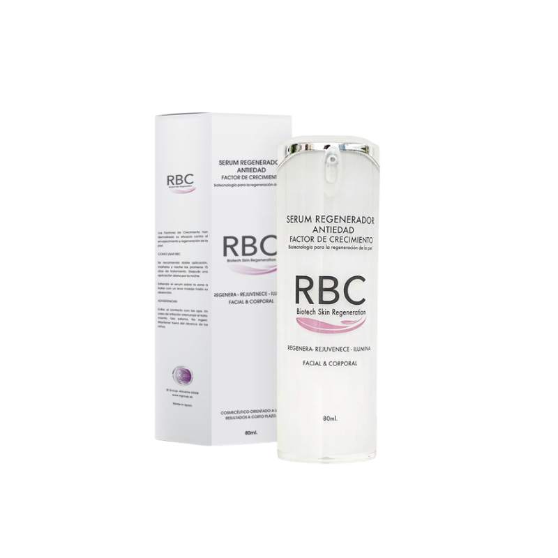 Sérum Renovador Antiedad RBC 80ml con EGF, TGF-β2 y ácido hialurónico