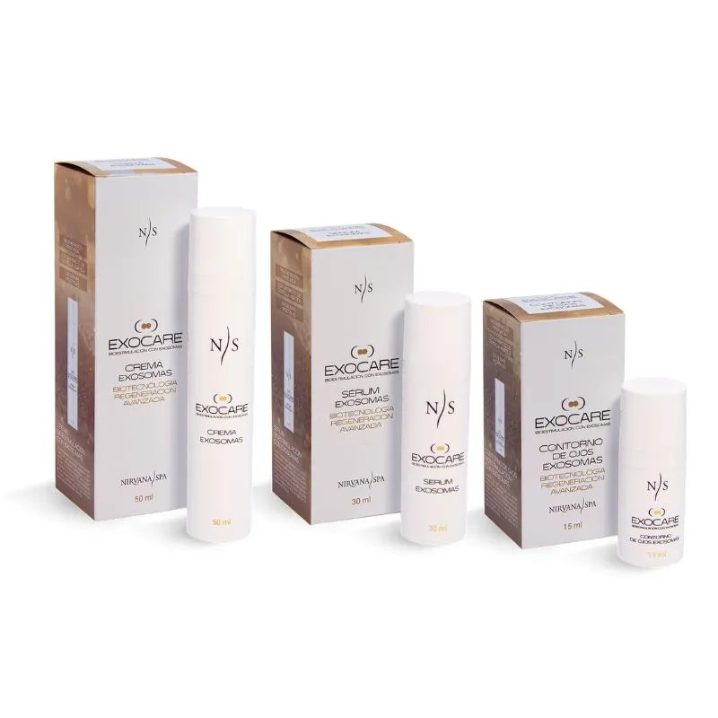 Sérum, crema y contorno de ojos Exocare con exosomas Nirvana Spa