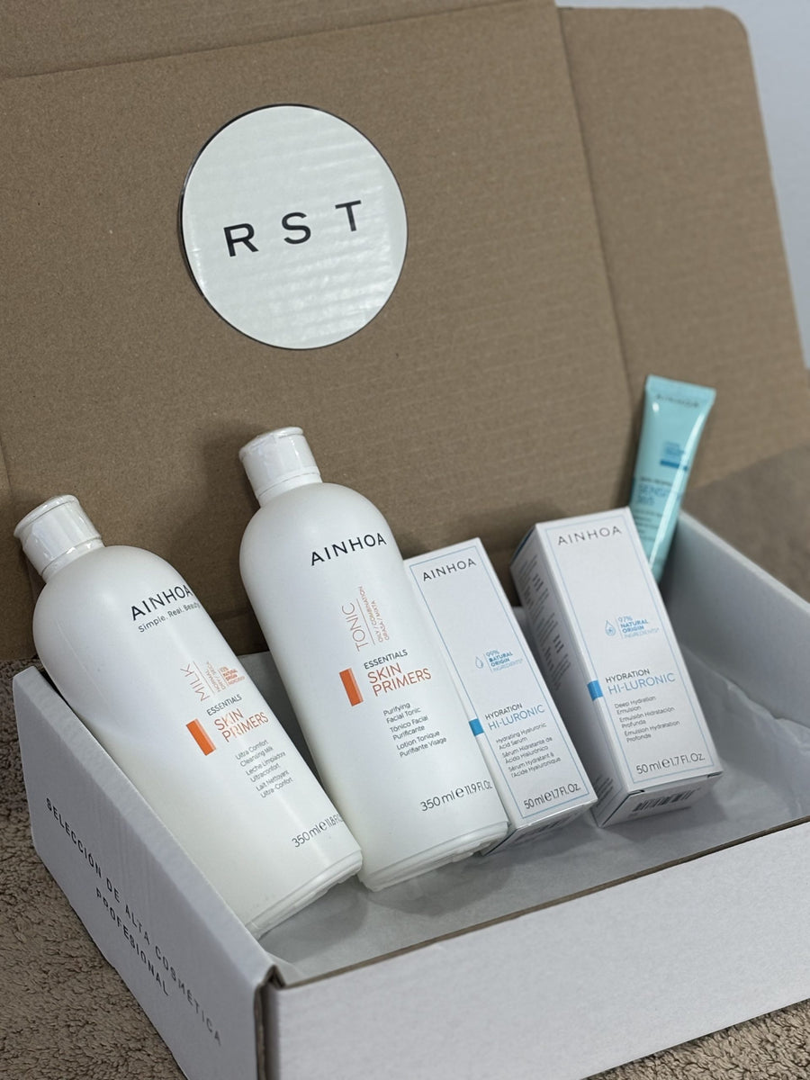 ritual hidratación ácido hialurónico ainhoa con productos completos en caja rst cosmetics
